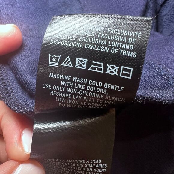 Maeve Anthropologie Navy Textured Sleeveless A-Line Dress L Scalloped Lace Back - Picture 8 of 9